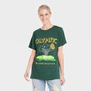 Women's Olympic Short Sleeve Graphic Boyfriend T-Shirt Philco's Green XL